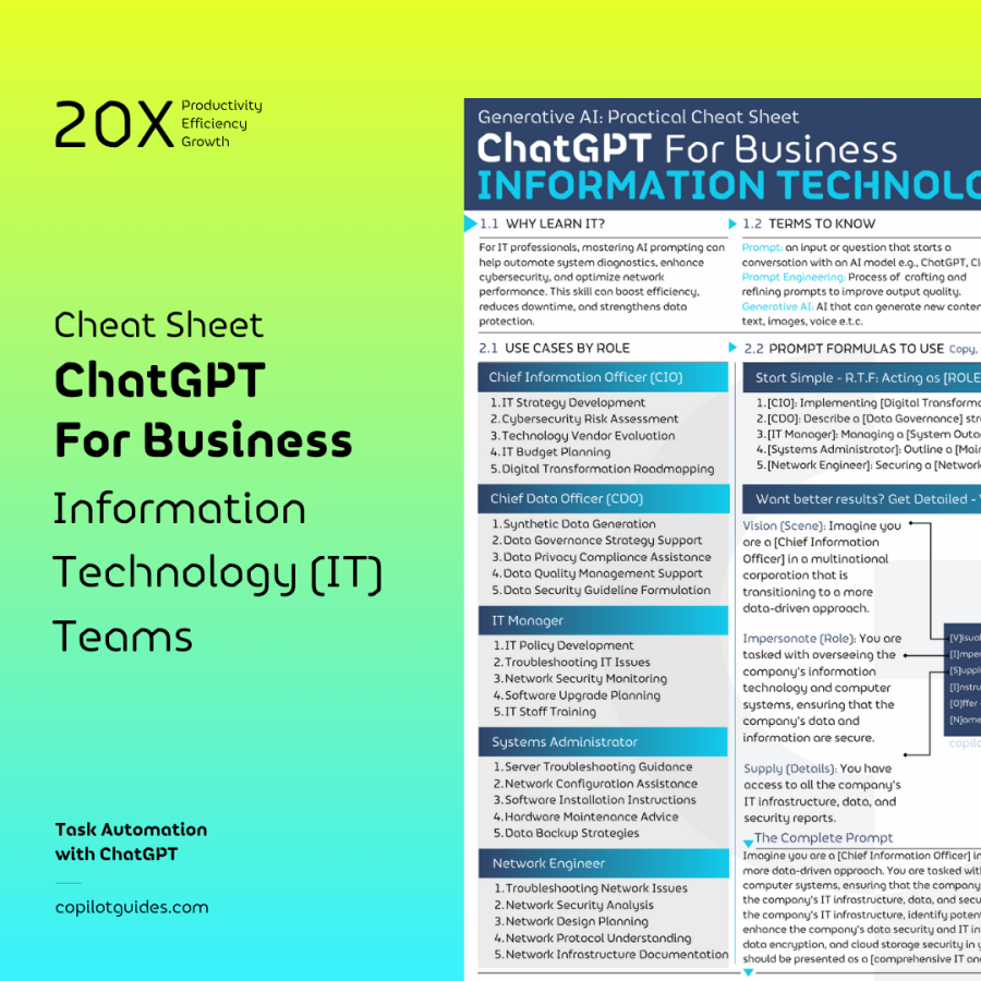 ChatGPT for Information Technology Teams Cheat Sheet