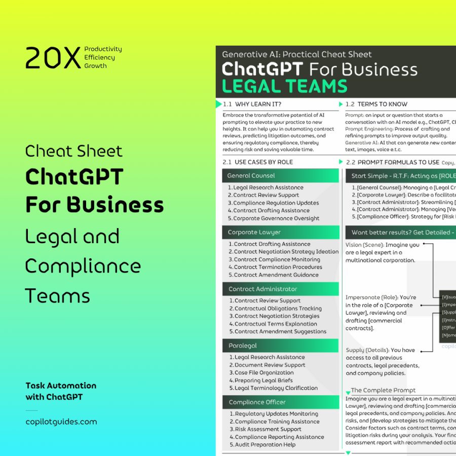 ChatGPT for Legal and Compliance Teams Cheat Sheet