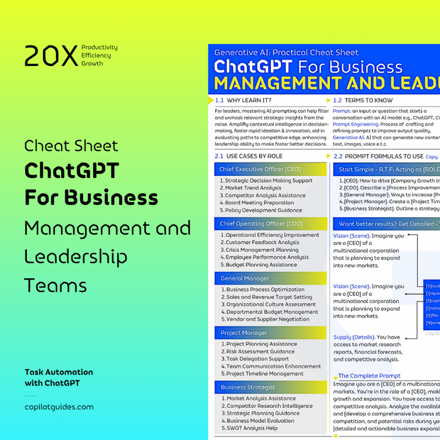 ChatGPT for Management and Leadership Teams Cheat Sheet